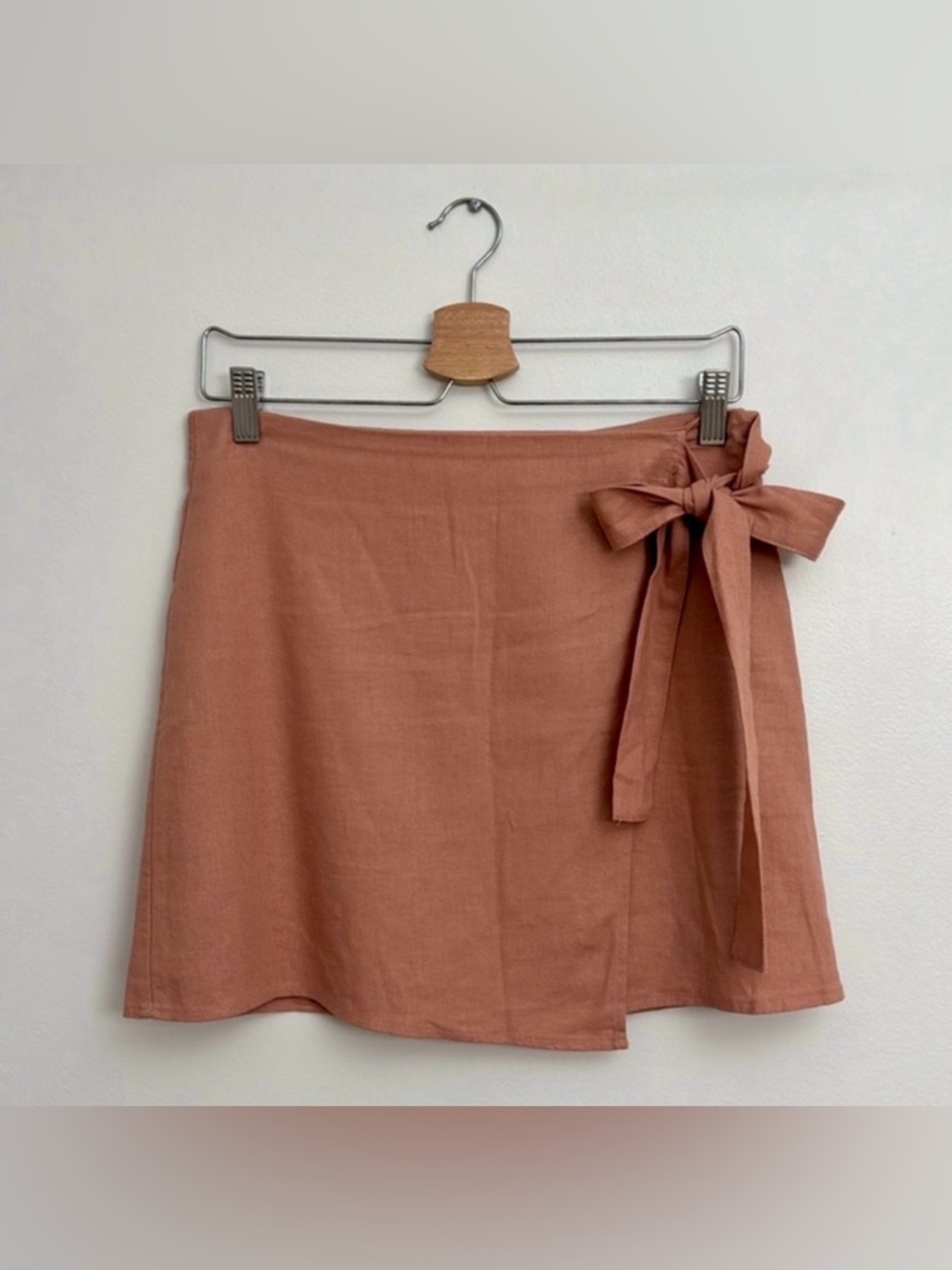 {Forever 21} Mauve Mini Side Bow Linen Skirt